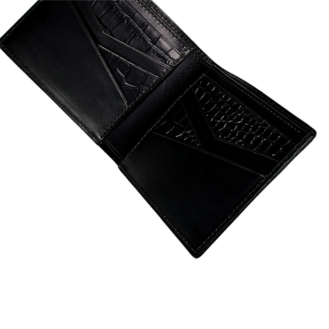 Alligator-Embossed Leather Wallet and Leather Belt