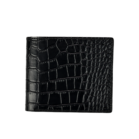 Alligator-Embossed Leather Wallet and Leather Belt