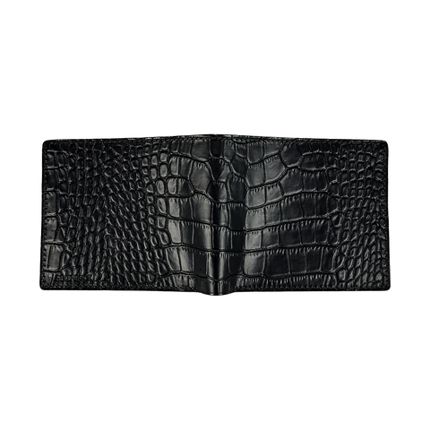 Alligator-Embossed Leather Wallet and Leather Belt