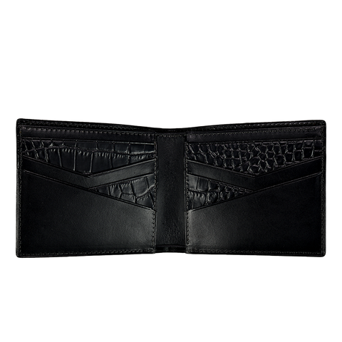 Alligator-Embossed Leather Wallet and Leather Belt